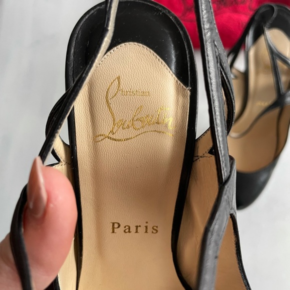 Christian Louboutin Black Leather Strappy Platform Pump Heels - Picture 3 of 10